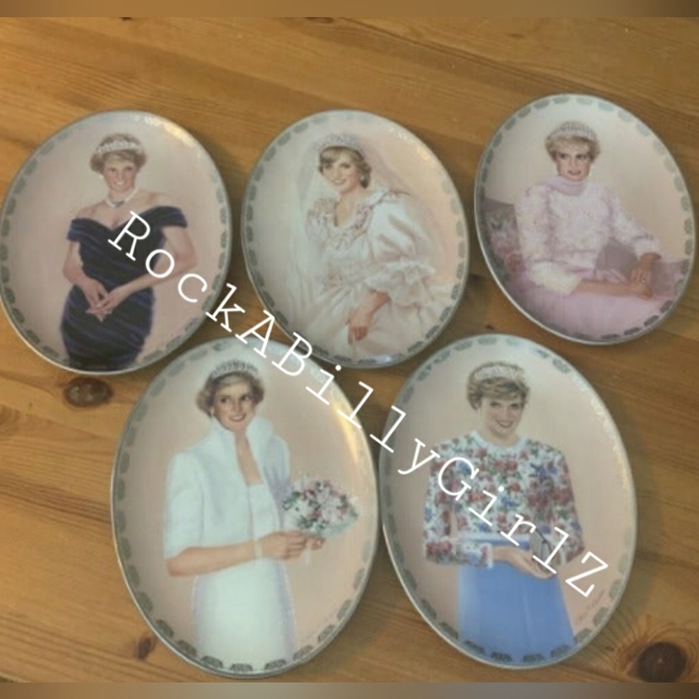Princess Diana Queen of Our Hearts Commemorative Plate Set 1-5 Bradford Exchange